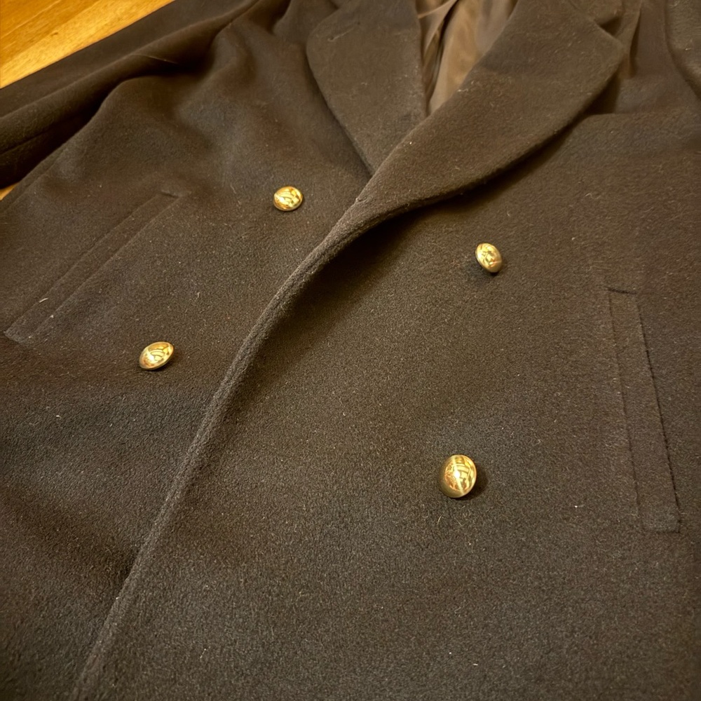 100% Wool Black Pea Coat - Picture 2 of 10